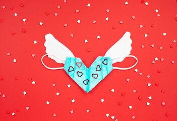 Valentines Day concept and new normal for COVID-19, coronavirus covid pandemic.