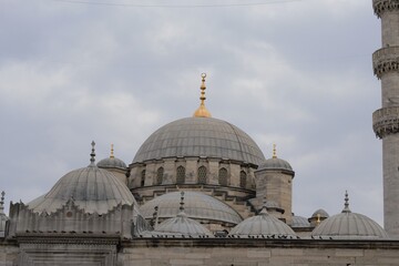 Mosque with dome built in the Middle Ages in central place in Istanbul half round full dome