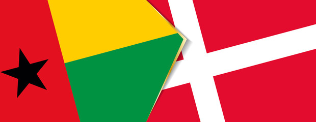 Guinea-Bissau and Denmark flags, two vector flags.