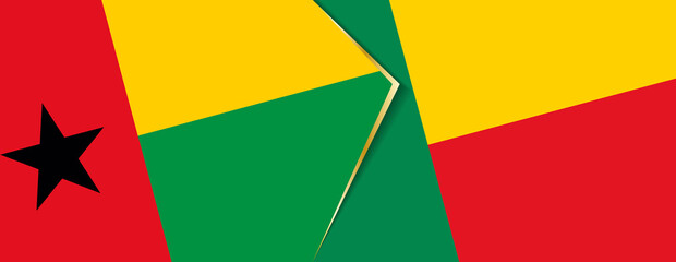 Guinea-Bissau and Benin flags, two vector flags.