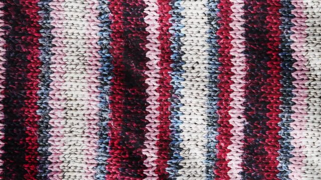 Blue white and red pattern close up shot. Tartan, checked texture waving, Scottish shirt or tablecloth.