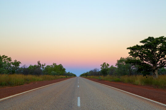 Dusk over a Kimberley Highway.