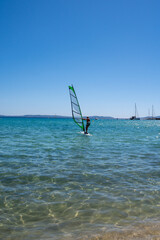 Summer vacation in France on Mediterranean sea, watersport activities in sunny day