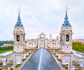 The roof of the Almudena Cathedral of Madrid, Spain