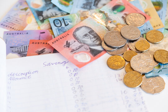 Child's saving budget and australian currency