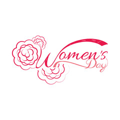 Lettering design of womens day with decorative flowers, colorful design