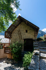 Small medieval village Venosc in French Alps, Ecrins mountain range, Isere, France