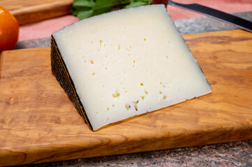 Cheese collection, piece of hard Spanish iberico cheese