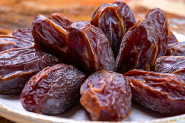 Dried sweet sugar free dates medjoul fruits from Israel
