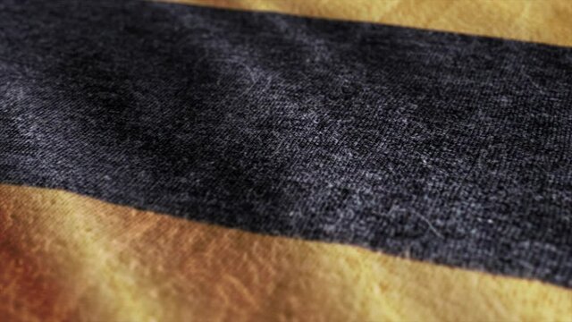 Yellow black striped pattern texture background. Linen cotton macro shot, decorative woven.