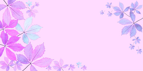 Obraz na płótnie Canvas Pink background with floral pattern. Frame with place for text in the center. Banner with space for you text. 