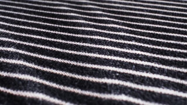 Black and white striped pattern texture background. Linen cotton macro shot, decorative woven.