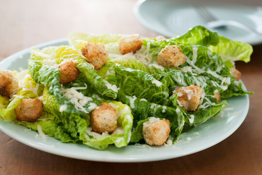 Fresh caesar salad on plate