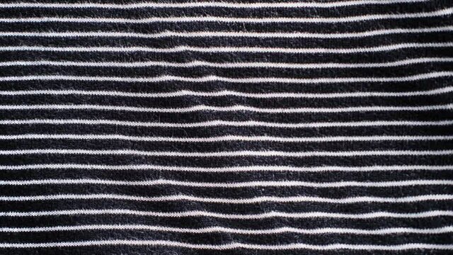 Black and white striped pattern texture background. Linen cotton macro shot, decorative woven.