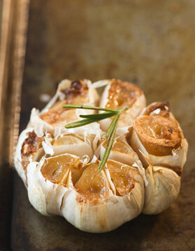 Close up of roasted garlic