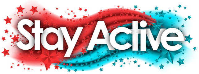Stay Active word in stars colored background