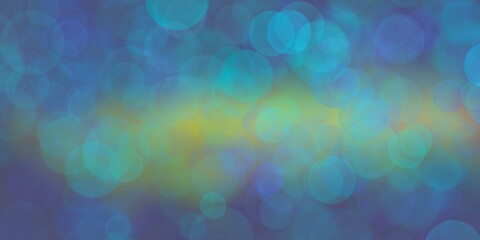 Banner blu astratto con striscia gialla con bokeh