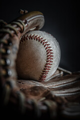 baseball glove and ball