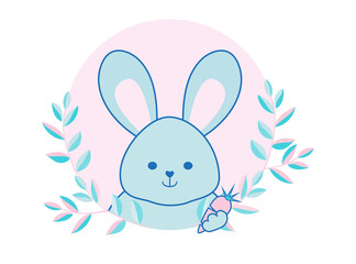 Cute Easter bunny holding carrot vector.