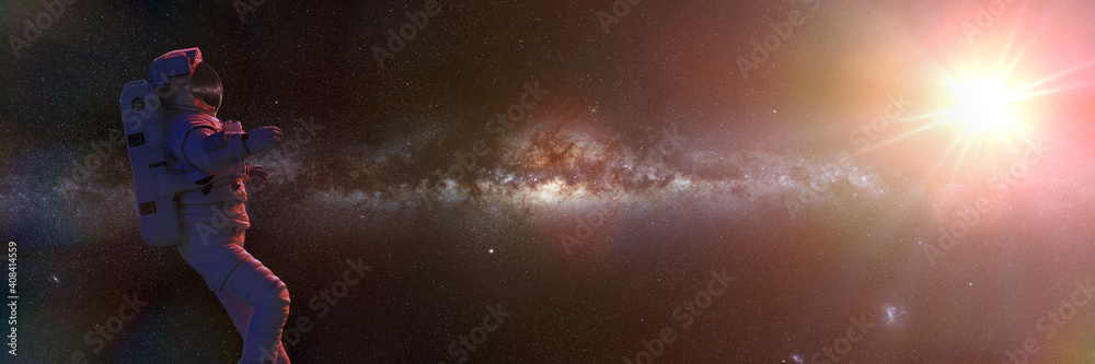 Canvas Prints astronaut in empty space, spaceman flying free
