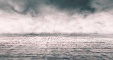 Fondo de calle vacía y muro de hormigón. Pared y suelo de cemento agrietado.