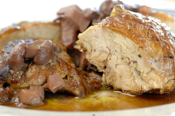 guinea fowl with mushrooms is a typical food of the Marche region and central Italy