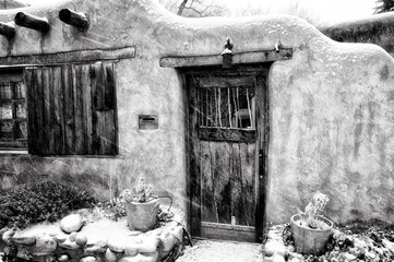 Naklejka premium Old adobe; Santa Fe, New Mexico