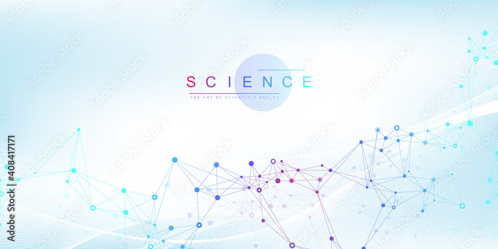 Poster big genomic data visualization. dna helix, dna strand, dna test. crispr cas9 - genetic engineering. 
