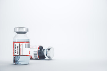 Two bottles with vaccine on white background.