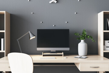 Fototapeta premium Contemporary office interior with big clock on wall.