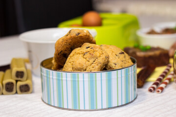 Preparing natural organic food for pets at home. Raw ingredients for pet food in bowl