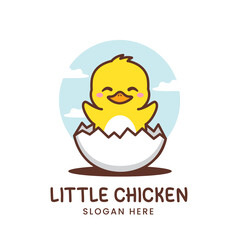 cute little chicken with egg logo