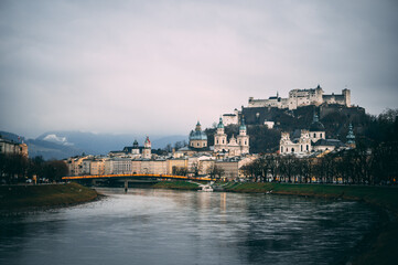 Obraz premium city castle and charles bridge