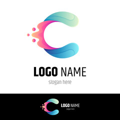 Obraz premium Letter C water splash logo design template ready for use
