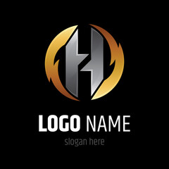 Hurricane letter H logo concept. Thunder initial H business logo template