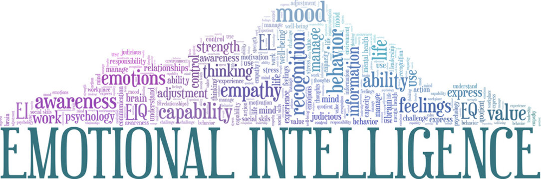 Emotional Intelligence Vector Illustration Word Cloud Isolated On A White Background.