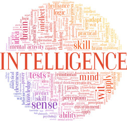 Intelligence vector illustration word cloud isolated on a white background.