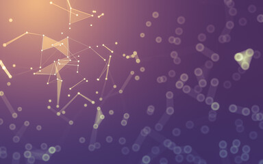 Abstract background. Molecules technology with polygonal shapes, connecting dots and lines. Connection structure. Big data visualization.