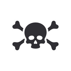 Skull icon. Vector Skull. Flag icon. Jolly Roger. Bones. Pirate flag. Sea flag. Sign of death. Danger sign. Skull with bones. Poison sign. Alert sign. Poisonous substance. Threat of poisoning. 
