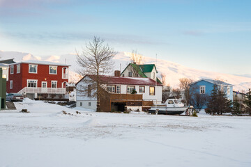 The village on island of Hrisey in Iceland