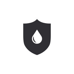Fototapeta premium Vector shield icon. Water Resistant. Waterproof Icon. Shield with drop. Protection icon. Save water. Oil safety. Shield sign. Rain protection. Pollution protection. Water drop. Dripping liquid.