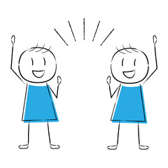 手を挙げて喜ぶ人々のベクターイラスト 手描き風