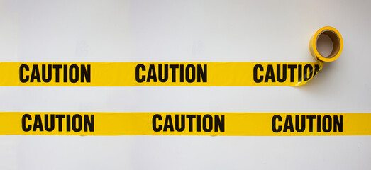 Caution Safety Barricade Tape, Indoor or Outdoor Black on Yellow Background
