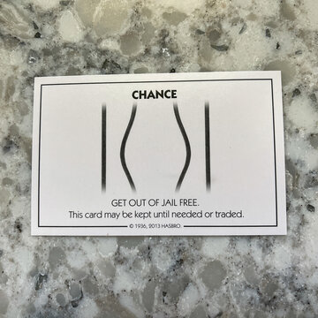 A Get Out Of Jail Free Card From A Monopoly Set.