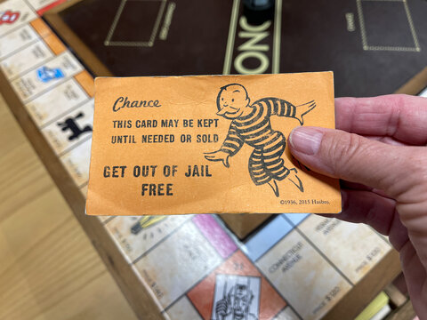 A Get Out Of Jail Free Card From A Monopoly Set.