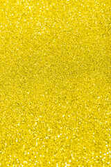 Abstract golden yellow blurred glitter background. Circle defocused lights bokeh. Color of the year 2021 Illuminating Yellow and Ultimate gray