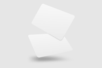 Realistic floating blank rounded corner business card illustration for mockup