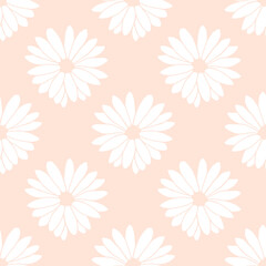 Seamless background with white flower doodles, powder pink background. Luxury pattern for creating textiles, wallpaper, paper. Vintage. Romantic floral Illustration