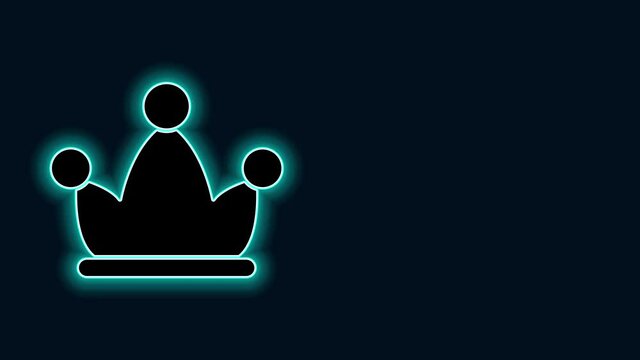 Glowing neon line Jester hat with bells isolated on black background. Clown icon. Amusement park funnyman sign. 4K Video motion graphic animation