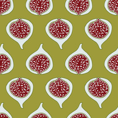 Repeat seamless pattern with figs and leaves. Endless texture for digital paper, fabric, backdrops, wrapping paper.
